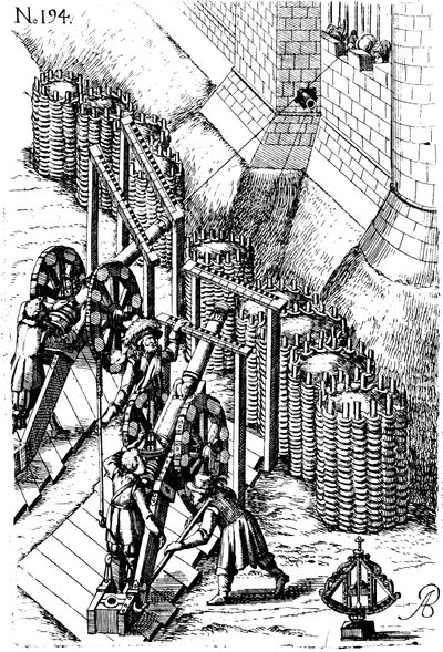 Assedio con cannone sul bersaglio, da Le diverse et artificiose machine, 1620 da Unbekannt