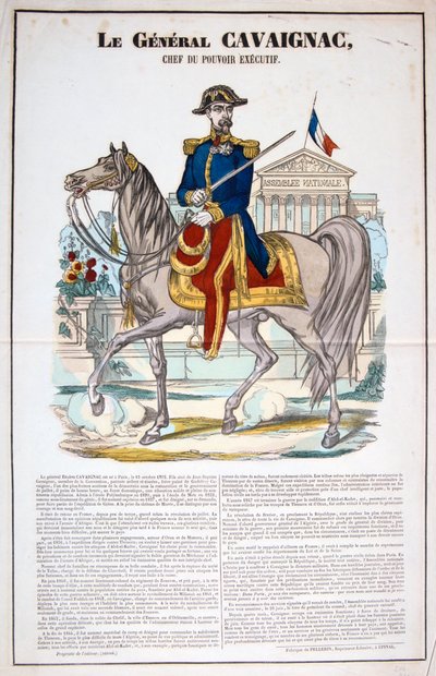 Le General Cavaignac 28 Giugno 1848, Francia. Litografia a colori. Collezione privata da Unbekannt