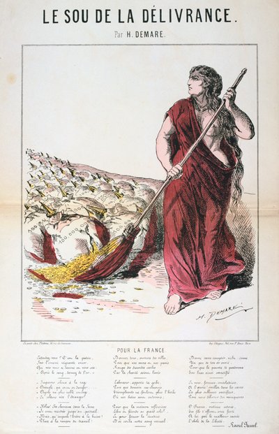 Le Sou de la Delivrance caricatura e foglio di canzoni, Guerra Franco-Prussiana da Unbekannt