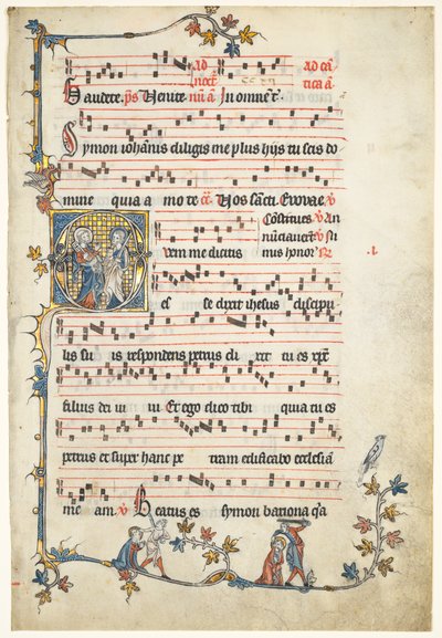 Foglia excisa da un antifonario: Iniziale Q con i santi Pietro e Paolo, c. 1325 da Unbekannt