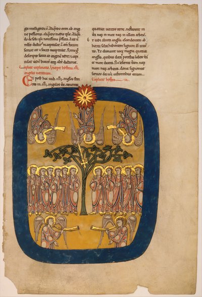 Foglio da un Manoscritto di Beatus: Angeli Trattengono i Quattro Venti..., ca. 1180 da Unbekannt