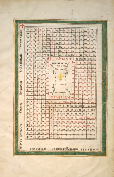 Foglia da un manoscritto di Beatus: Tavola dell