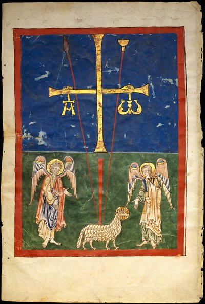 Foglia da un manoscritto di Beatus: l