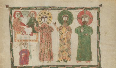 Foglio da un libro dei Vangeli con quattro evangelisti in piedi, 1290-1330 da Unbekannt