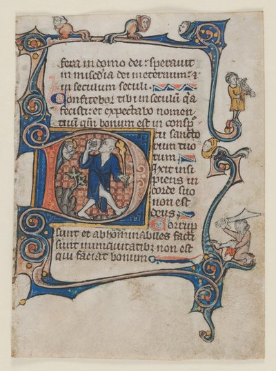 Foglia da un Salterio: Iniziale D: Uno sciocco rimproverato da Dio, c. 1300-1320 da Unbekannt