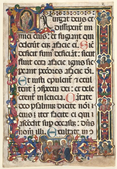 Foglio da un Salterio con Bordo Completo con Medaglioni Annunciazione, SS. Girolamo, Chiara..., 1475 da Unbekannt
