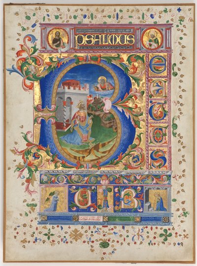Foglio da un Salterio con Iniziale Istoriata B: Re Davide, c. 1450 da Unbekannt
