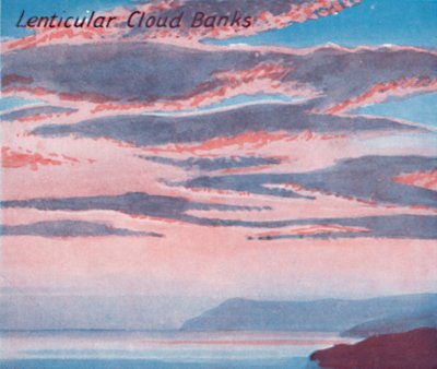 Banchi di nuvole lenticolari - Una dozzina delle principali forme di nuvole nel cielo, 1935 da Unbekannt