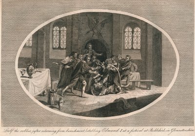 Leofa il ladro che pugnala Edmund I a un festival a Pucklekirk, Gloucestershire 946 1793 da Unbekannt