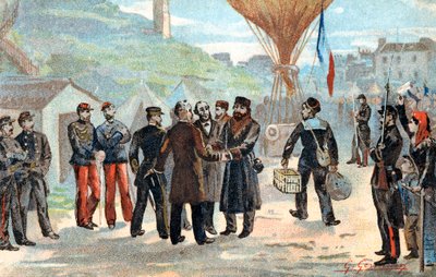 Leon Gambetta, politico francese in procinto di fuggire da Parigi assediata, Guerra franco-prussiana da Unbekannt