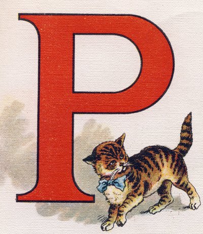 Lettera P: gattino. Incisione in ABC L