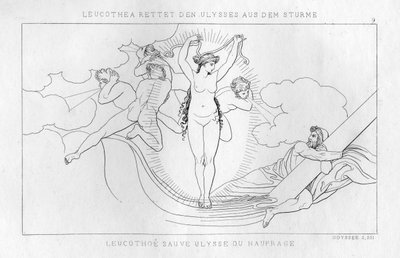 Leucotea, la divinità marina, salva Ulisse nella tempesta, c1833 da Unbekannt