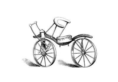 Miglioramento di Lewis Gompertz sulla bicicletta del barone von Drais, 1821 da Unbekannt