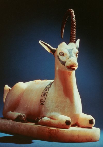 Coperchio di un vaso di unguento a forma di stambecco, dalla tomba di Tutankhamon, XIV secolo a.C. da Unbekannt