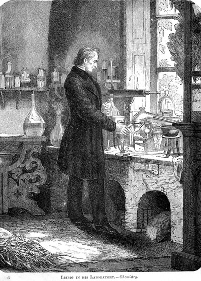 Liebig nel suo laboratorio-Chimica, metà XIX secolo c1885 da Unbekannt