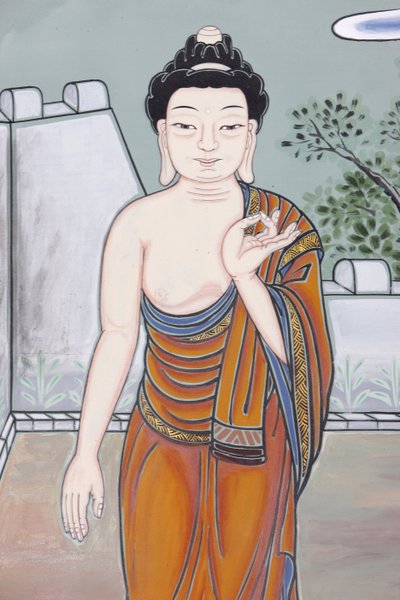 La vita del Buddha Il gesto del dibattito che spiega gli insegnamenti del Buddha (Vitaka Mudra), Seoul, Corea del Sud da Unbekannt
