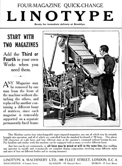 Annuncio di Linotype & Machinery Ltd. da Unbekannt