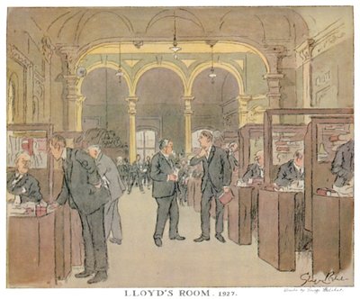 Sala di Lloyd. 1927 - Vista da un artista di Punch, 1928 da Unbekannt