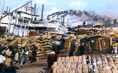Caricamento del cotone su una nave, Memphis, Tennessee, USA, c1900 da Unbekannt