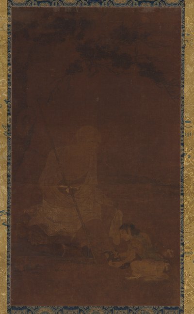 Lohan seduto, un attendente inginocchiato davanti a lui, dinastia Yuan o Ming, 1279-1644 da Unbekannt