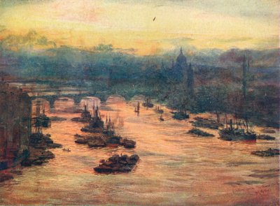 Londra, dal Tower Bridge, 1905-1906 da Unbekannt