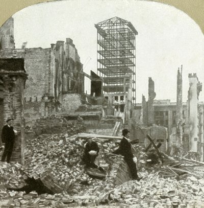 Guardando a sud, angolo Sutter e Stockton, 1906 da Unbekannt