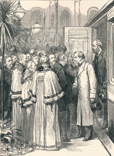 Lord Beaconsfield e Lord Salisbury alla Stazione Ferroviaria di Charing Cross da Unbekannt