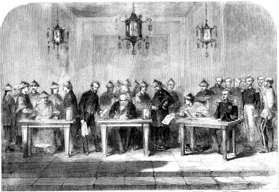 Lord Elgin firma il Trattato di Tainjin per porre fine alla Seconda Guerra dell