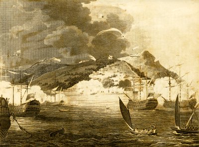 La flotta di Lord Exmouth che bombarda la città di Algeri, 1816 da Unbekannt