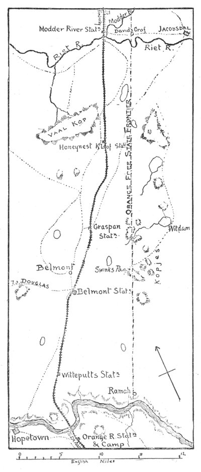 Linea di avanzamento di Lord Methuen al fiume Modder, 1902 da Unbekannt