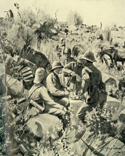Lord Roberts e lo staff a pranzo nel Veldt, 1901 da Unbekannt