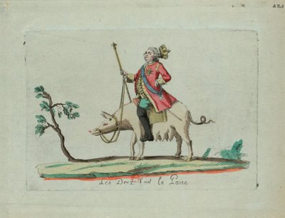 Louis cavalca un maiale, 1791 da Unbekannt