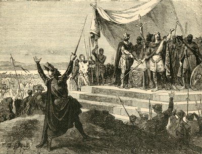 Luigi e Carlo che prestano giuramento a Strasburgo davanti ai loro eserciti, 842AD, 1890 da Unbekannt