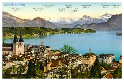 Lucerna e le Alpi, Svizzera, XX secolo da Unbekannt