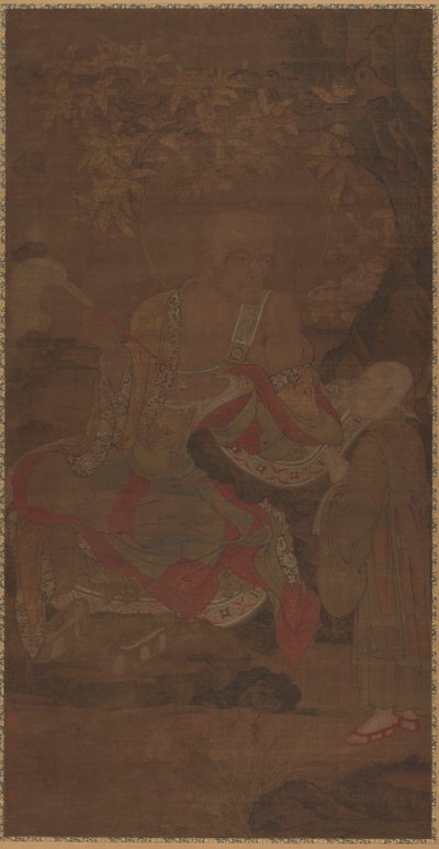 Luohan con frusta per mosche, con assistente da Unbekannt