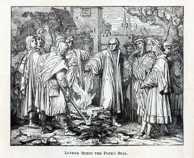 Lutero Brucia la Bolla Papale, 1882 da Unbekannt