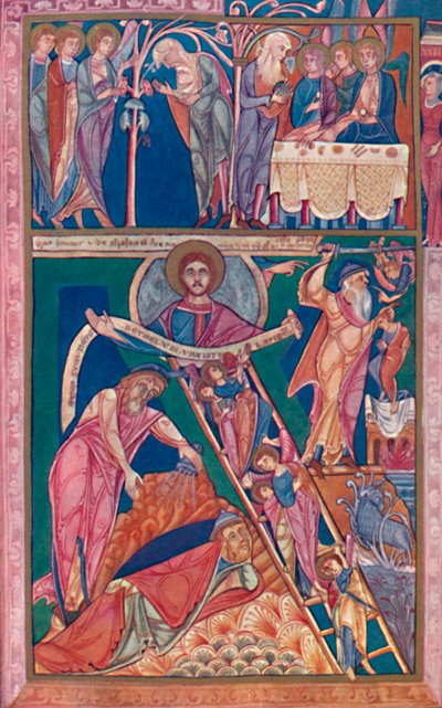 Illustrazione del manoscritto che mostra la visione di Giacobbe da Unbekannt