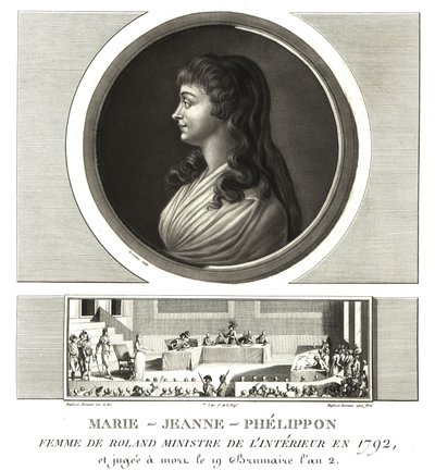 Madame Roland o Marie-Jeanne Phelippon (1754-1793), Girondina, insieme al marito Jean-Marie Roland de la Platiere da Unbekannt