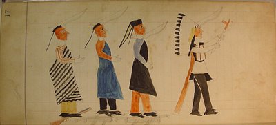 Maffet Ledger: Tre indiani che seguono un capo, ca. 1874-81 da Unbekannt