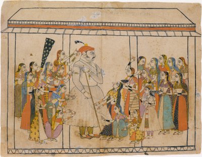 Maharaja Raj Singh adorato dalle sue donne, ca. 1710-20 da Unbekannt