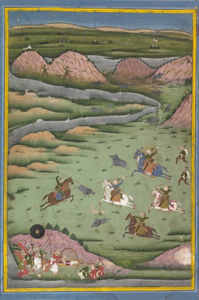 Maharana Amar Singh II o Sangram Singh che Caccia il Cinghiale, XIX secolo da Unbekannt