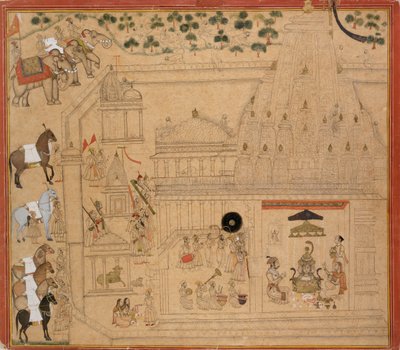 Maharana Amar Singh di Mewar al tempio di Eklingji, c1705 da Unbekannt