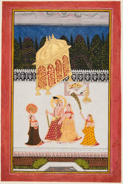Maharana Ari Singh c. 1761-73 e la sua consorte su una terrazza, c. 1761 da Unbekannt