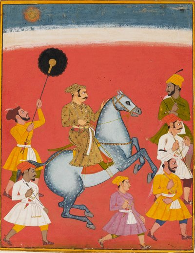 Maharana Raj Singh a cavallo, c1670 da Unbekannt