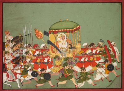 Maharao Chattar Sal regnò 1758-64 di Kota in una portantina, c. 1760 da Unbekannt