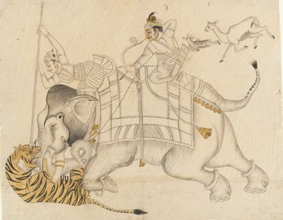 Maharao Shatru Sal II che caccia una tigre da Unbekannt