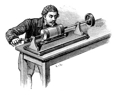 Registrazione sul primo modello del fonografo di Thomas Edison, c1878 da Unbekannt
