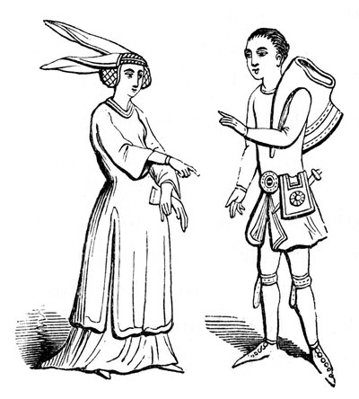 Costume maschile e femminile, c. 1350, 1910 da Unbekannt