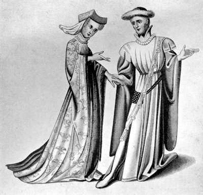 Abbigliamento maschile e femminile, fine XIV-inizio XV secolo, 1910 da Unbekannt