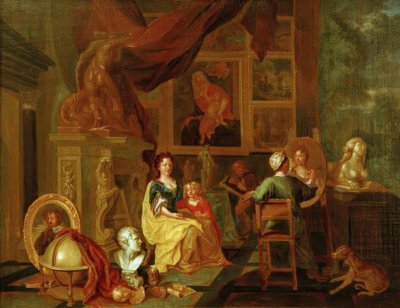 Pittore con famiglia nel suo atelier da Unbekannt